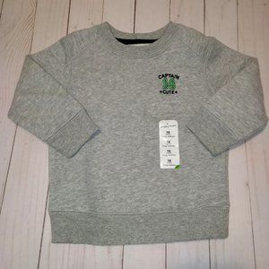 Jumping Beans Boys Size 18 Month Fleece Gray CAPTAIN CUTE Sweatshirt